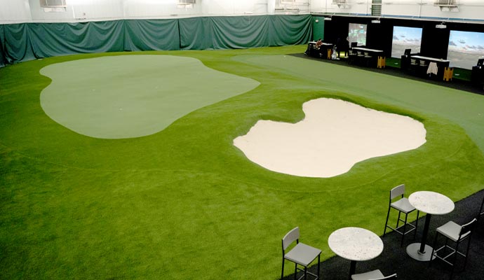 A commercial indoor golf field
