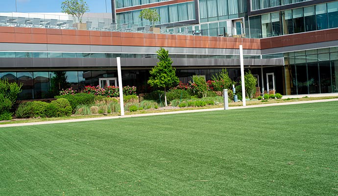 Commercial property field with installed artificial turf