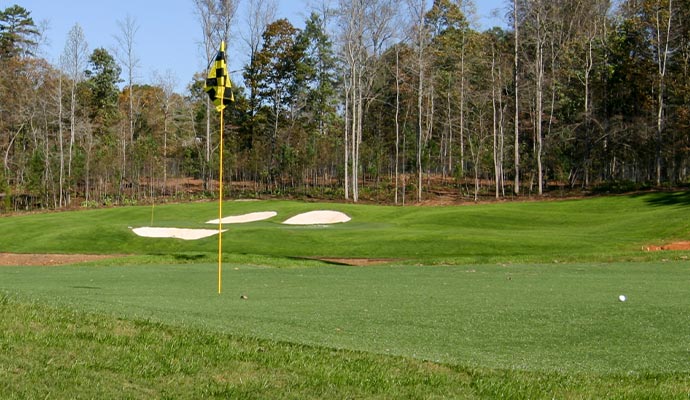Golf field with artificial turf