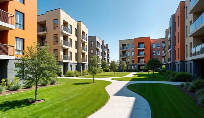 Multi-Family property with artificial turf