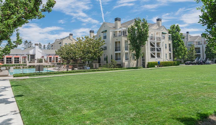 Multifamily sports field with artificial turf