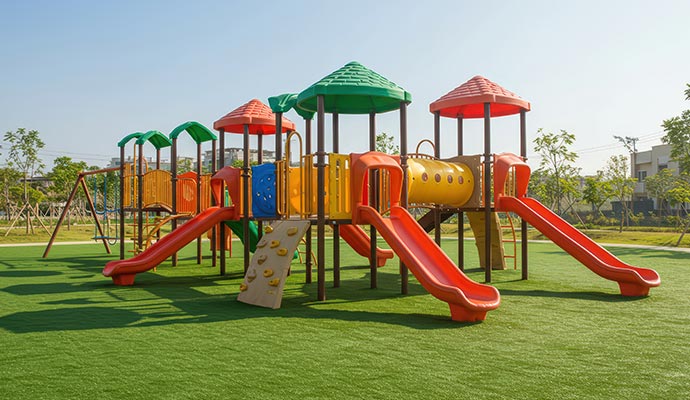 Playground with artificial turf