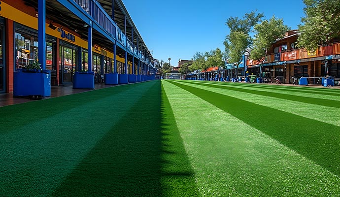 Storefront with artificial turf