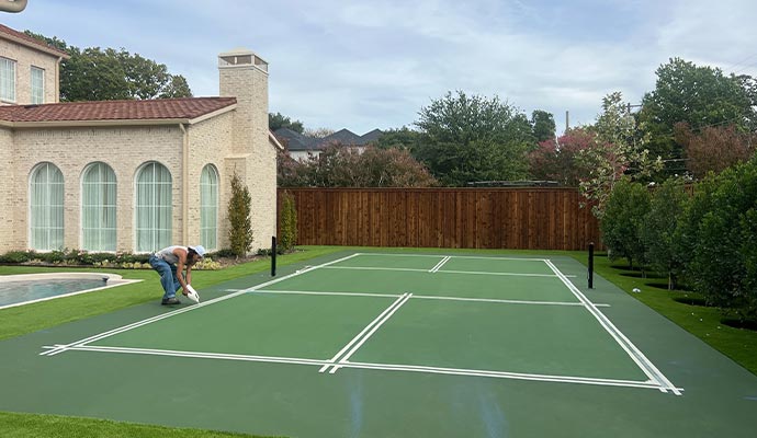 Residential pickleball court line striping