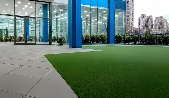 Commercial front-yard with artificial turf