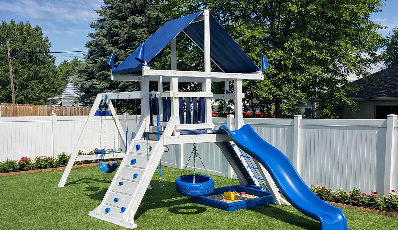 A home turf playground with synthetic grass