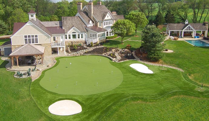 Wide view of a residential golf field